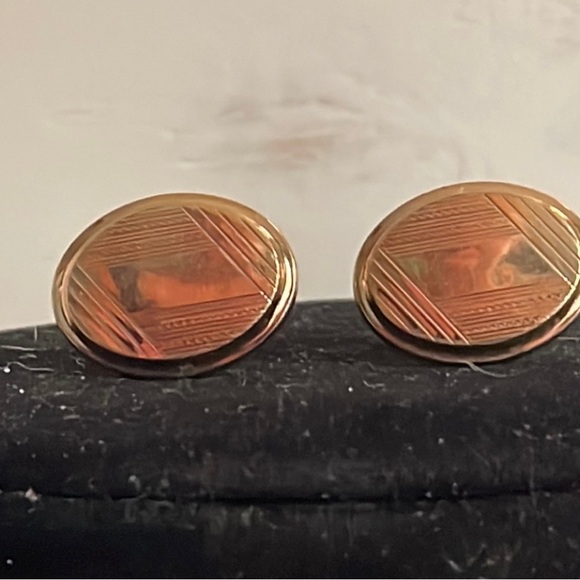 Antique unsigned/ 1/20 14k GF-gold filled-engravable oval cuff links - Picture 3 of 15